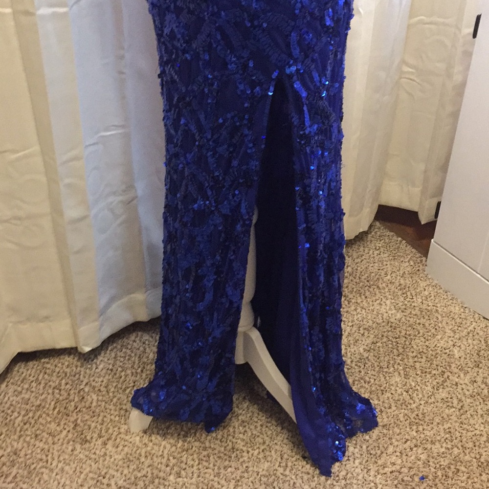 Royal Blue Sequined Dress Formal Sz 4 - Picture 8 of 8